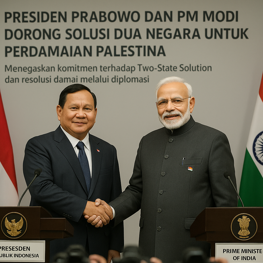 Presiden Prabowo dan PM Modi Dorong Solusi Dua Negara untuk Perdamaian Palestina