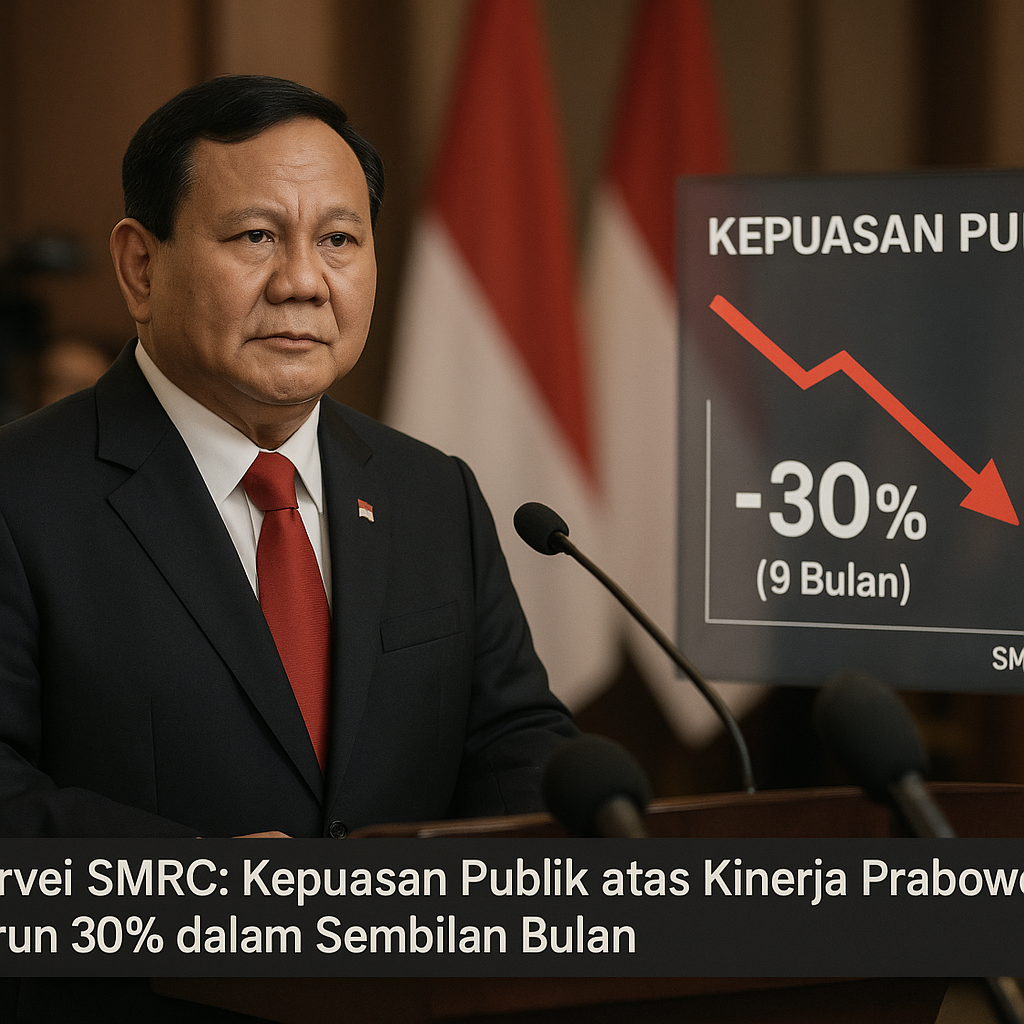Survei SMRC: Kepuasan Publik atas Kinerja Prabowo Turun 30 Persen dalam Sembilan Bulan