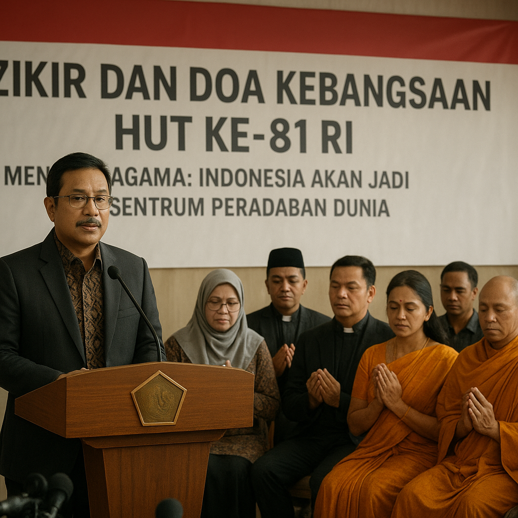 Doa Kebangsaan HUT ke-81 RI, Menteri Agama Sebut Indonesia Akan Jadi Episentrum Peradaban Dunia