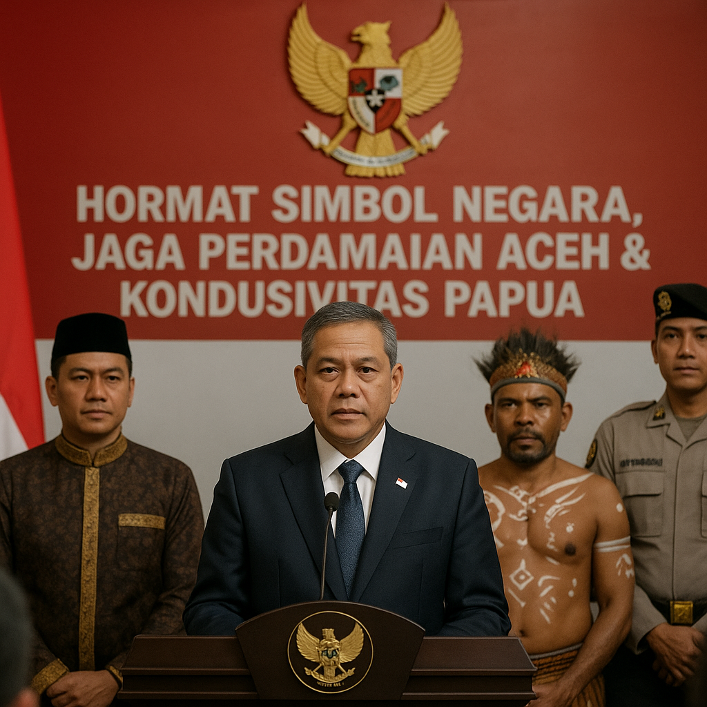 Menko Polkam Tegaskan Hormati Simbol Negara, Jaga Perdamaian Aceh dan Kondusivitas Papua