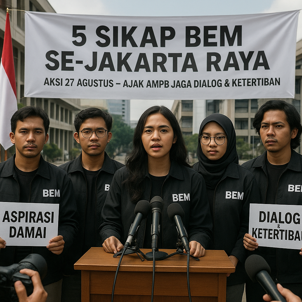 BEM Se-Jakarta Raya Sampaikan 5 Sikap soal Aksi 27 Agustus, Ajak AMPB Jaga Dialog dan Ketertiban