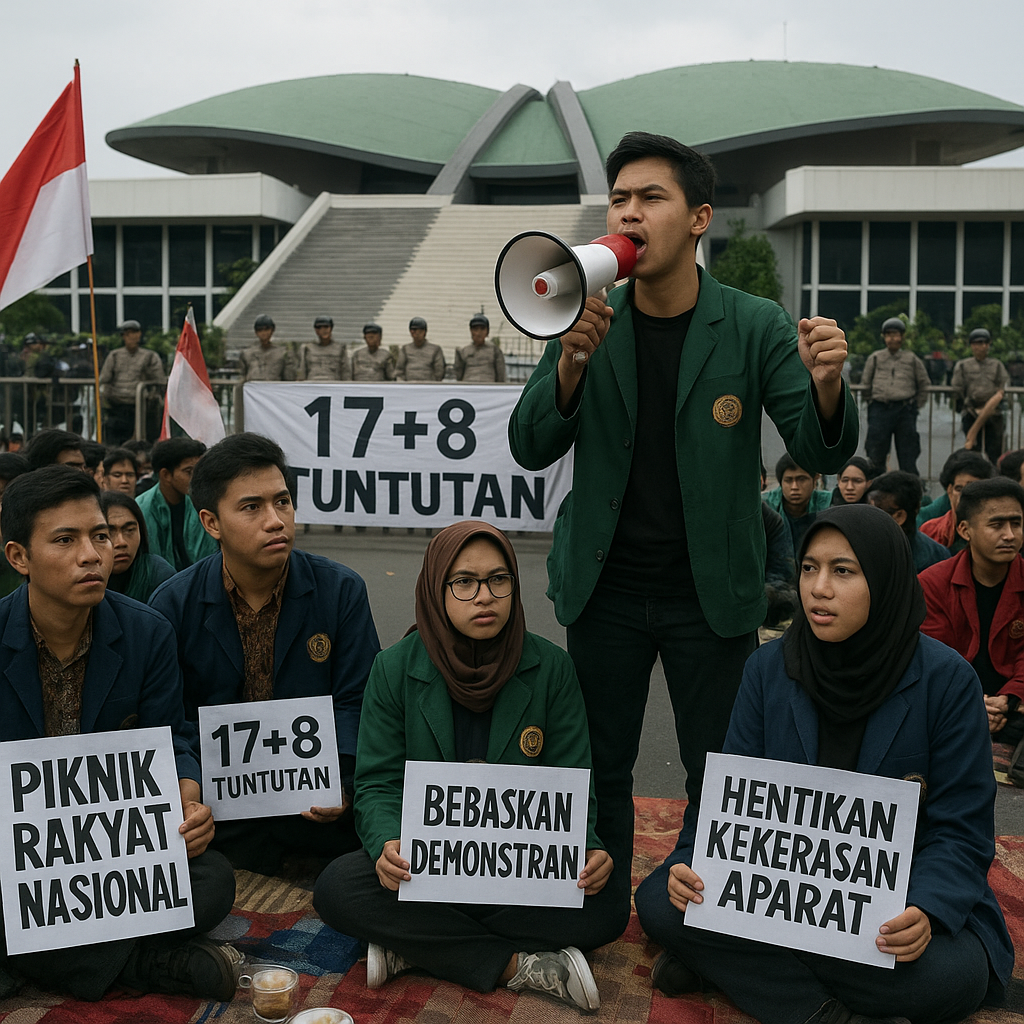 Mahasiswa Gelar 'Piknik Rakyat Nasional' di DPR, Tagih 17+8 Tuntutan