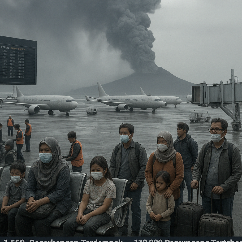 1.558 Penerbangan Terdampak Abu Vulkanik, 170.000 Penumpang Tertahan di Delapan Bandara