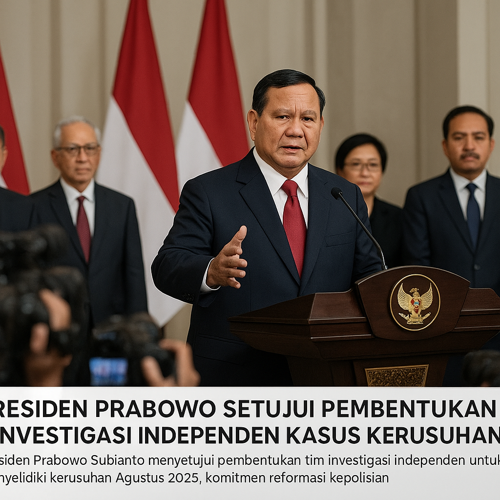 Presiden Prabowo Setujui Pembentukan Tim Investigasi Independen Kasus Kerusuhan Agustus
