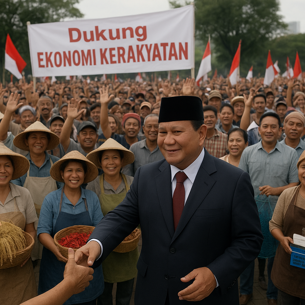 Prabowo Sapa Peserta Aksi Damai Dukung Ekonomi Kerakyatan