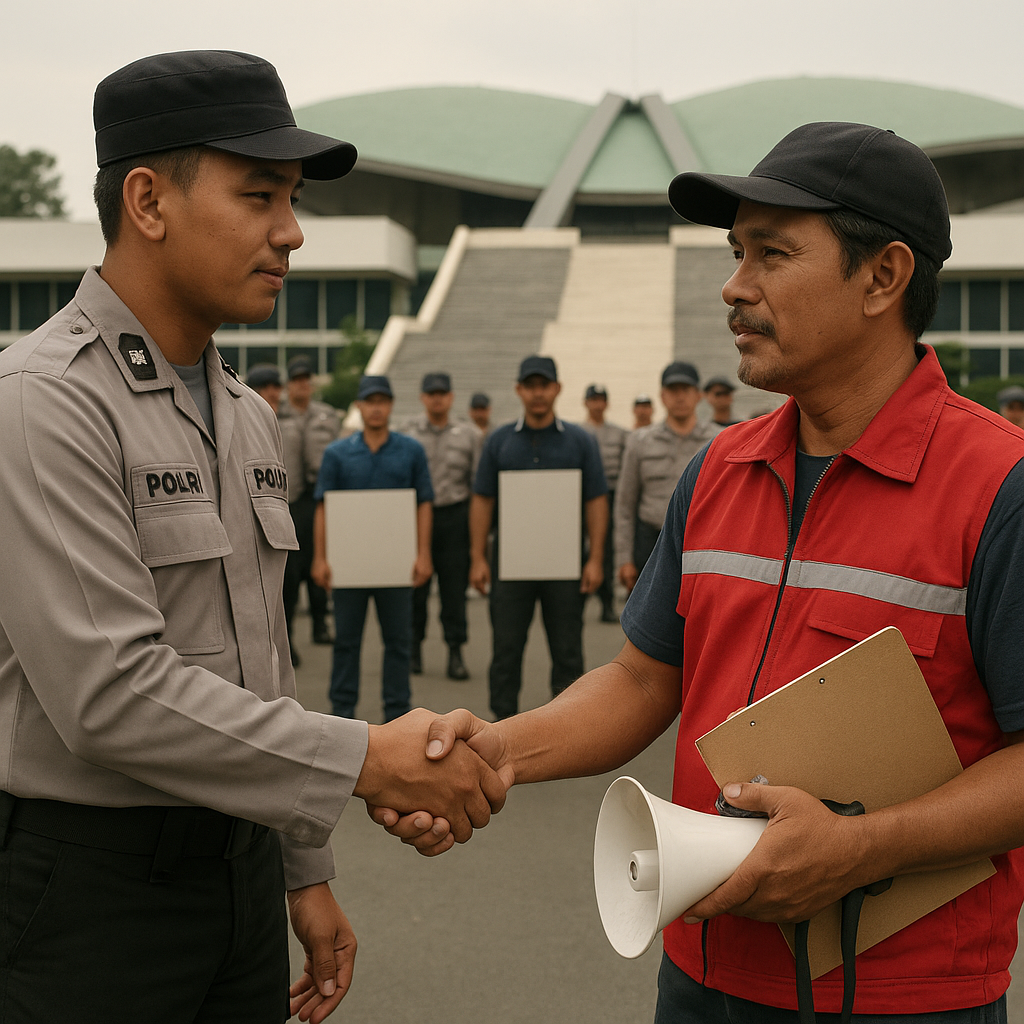 Polisi dan Buruh Berkomitmen Jaga Kondusifitas Demo di DPR