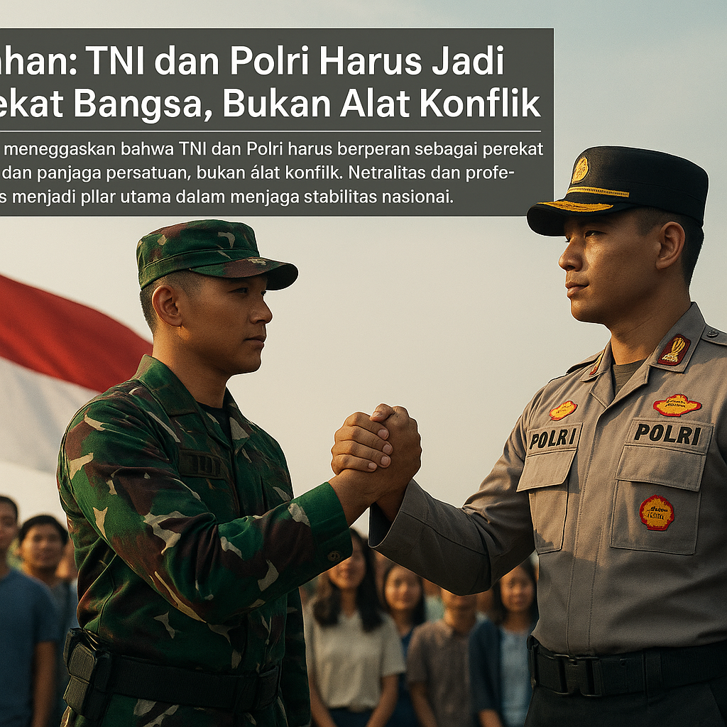 Menhan: TNI dan Polri Harus Jadi Perekat Bangsa, Bukan Alat Konflik