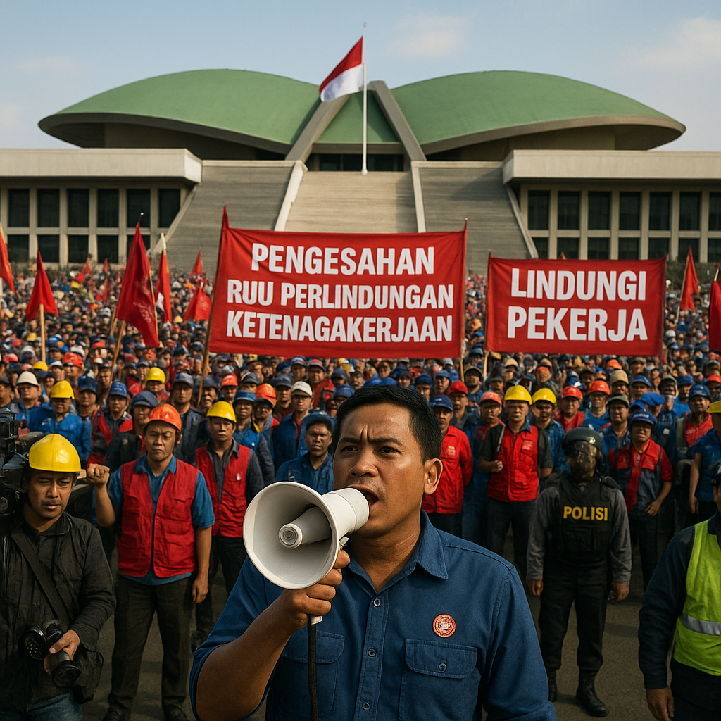 Buruh Demo di DPR Kawal RUU Perlindungan Ketenagakerjaan
