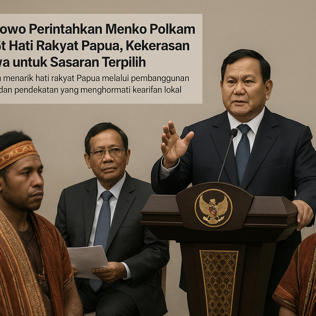 Prabowo Perintahkan Menko Polkam Rebut Hati Rakyat Papua, Kekerasan Hanya untuk Sasaran Terpilih