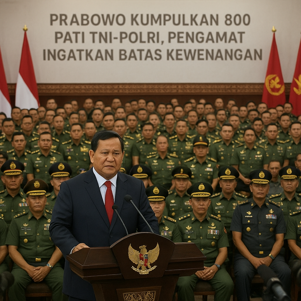 Prabowo Kumpulkan 800 Pati TNI-Polri, Pengamat Ingatkan Batas Kewenangan