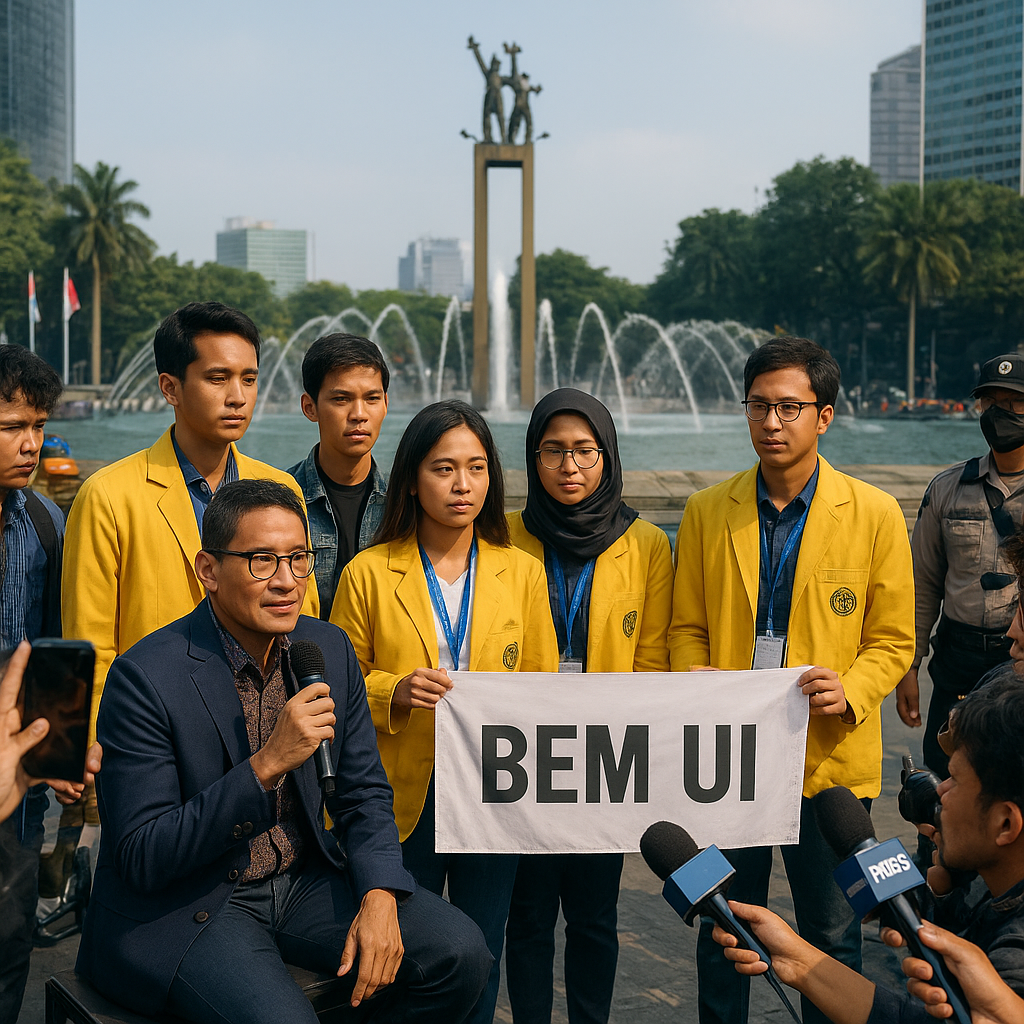 Sandiaga Uno Pimpin Dialog dengan Massa Aksi Mahasiswa di Bundaran HI