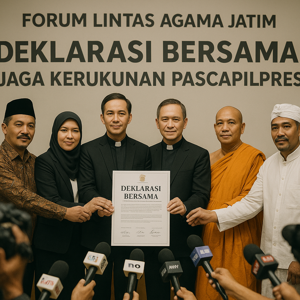 Forum Lintas Agama Jatim Gelar Deklarasi Bersama Jaga Kerukunan Pascapilpres