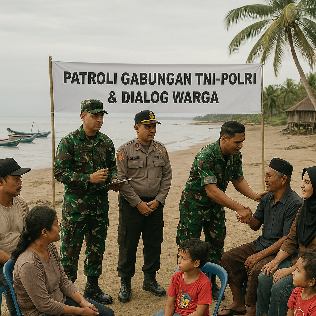 TNI-Polri Gelar Patroli Bersama dan Dialog Warga di Pesisir Sumatra