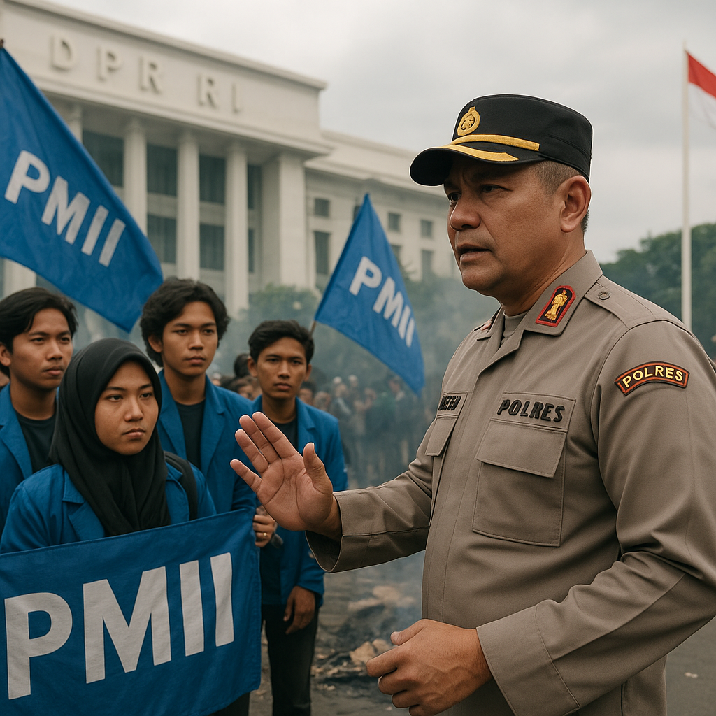 Kapolres Jakarta Pusat Berdebat dengan Massa Aksi, Tegaskan 'Jangan Bakar-bakar'